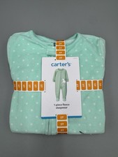 Carter's 1 Piece Fleece Sleepwear Pajamas Size 5T Green W/ Unicorn 2022
