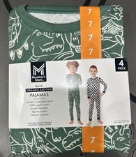 Member's Mark Boys Organic Cotton Dinosaur Pajama Set Size 7, 4 Piece