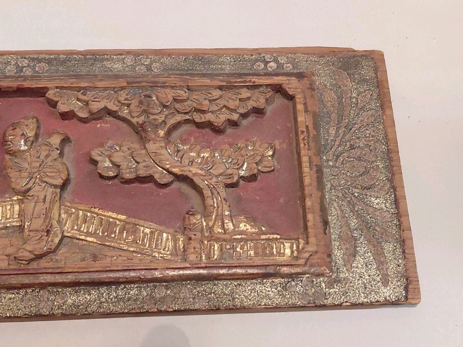 Antique Hand-Carved Gilded Wood Panel.. 14"