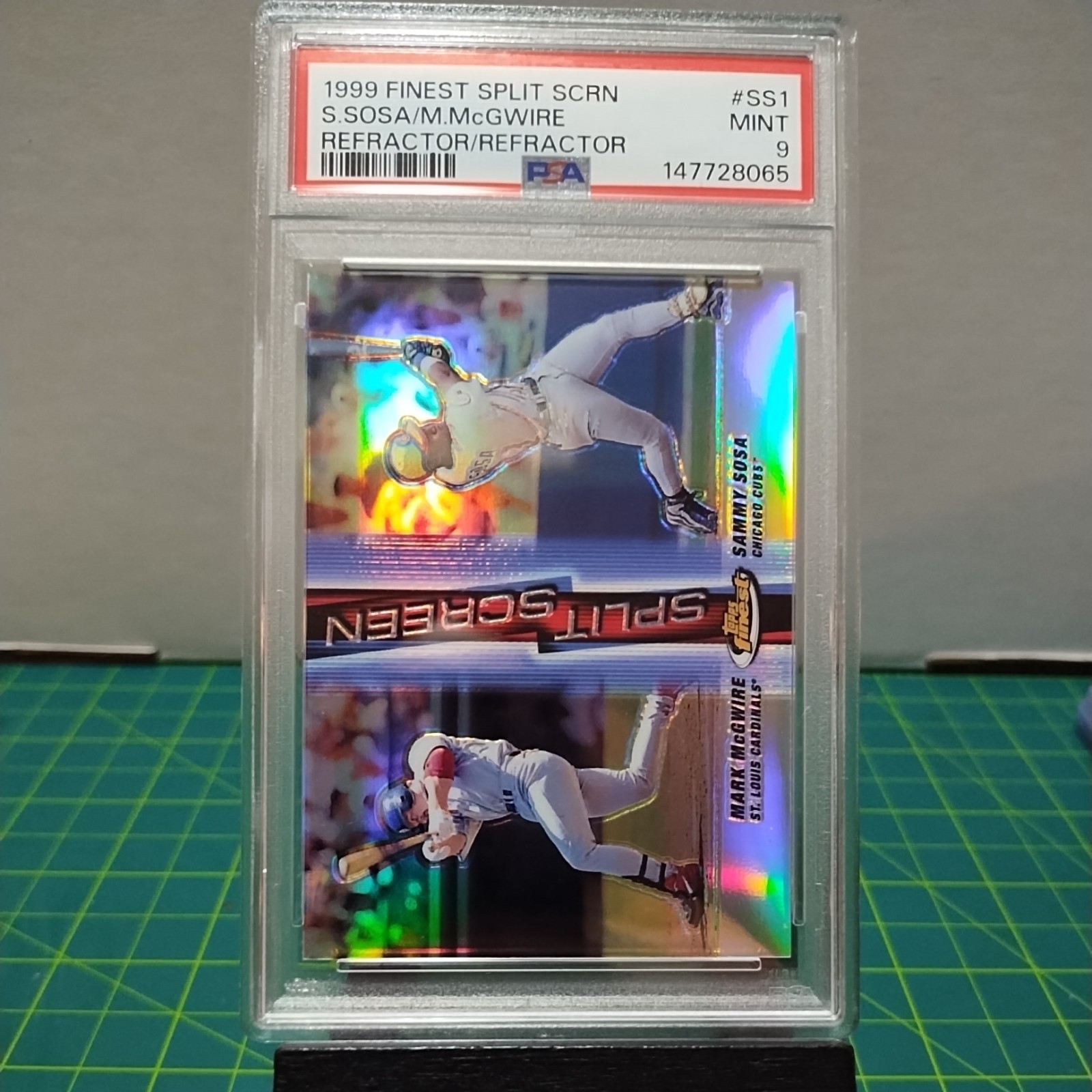 PSA 1999 Topps Finest Split Screen MARK MCGWIRE, SAMMY SOSA REFRACTOR LOW POP view 1