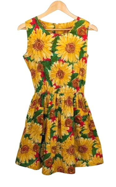 Floral Fit and Flare Dress Cotton Sundress Vintage Vibes Sz 8 - 10 ? see sizing