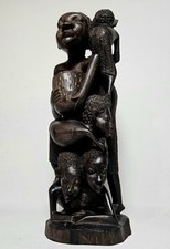 Antik Afrikanische Kunst Makonde Leben Ebenholz Holz handgefertigt
