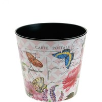 Blumentopf Mit Blumenmuster Kunststoff Deko Schmetterlinge Vintage-Look