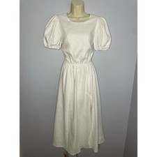 Reformation Anneliese Linen White Midi Dress Open Back Coastal Beach Sz. 6 New