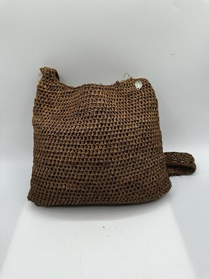 Vintage Helen Kaminski The Flat Sac 100% Wild Brown Raffia Shoulder Handbag