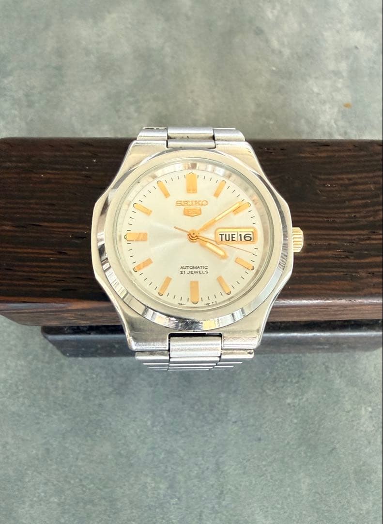 SEIKO 5 7s26 03R0 Silver Gold Automatic Seiko Five
