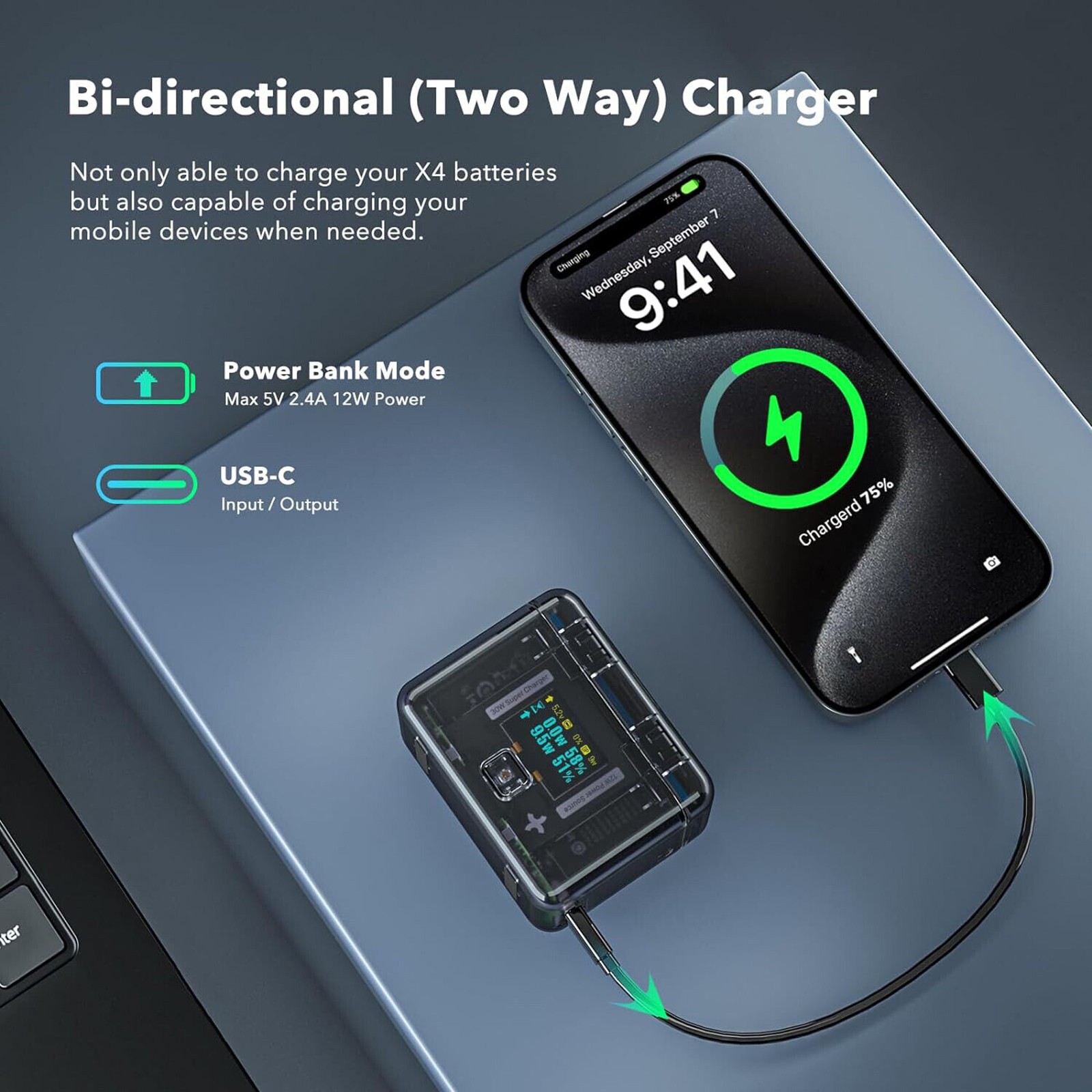 Smart Fast Charge Manager For Insta360 X4 Camera Battery 2-way Charger 3-in-1 thumbnail 7