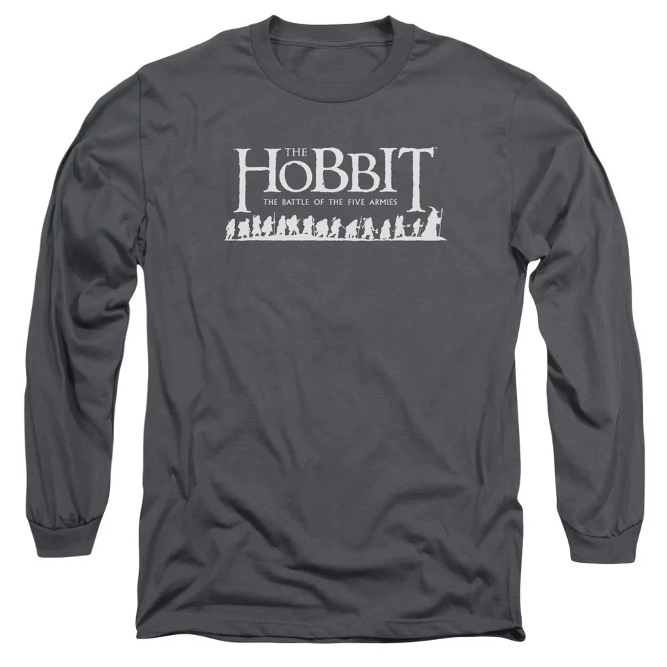 Hobbit Walking Logo Mens Long Sleeve Shirt Charcoal Officially Licensed - Image 2 of 2