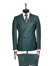 Jovari  Emerald Green Double-Breasted European Suit