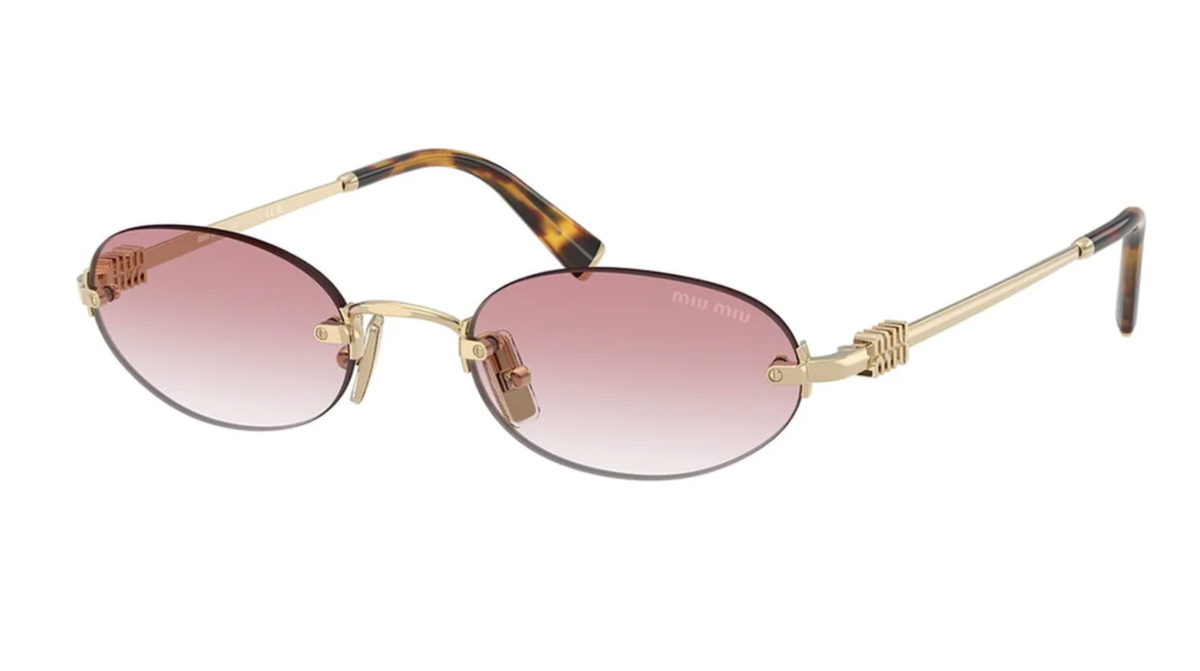 Miu Miu Logo MU A54S ZVN70O Round Sunglasses in Gold / Pink  display picture 3
