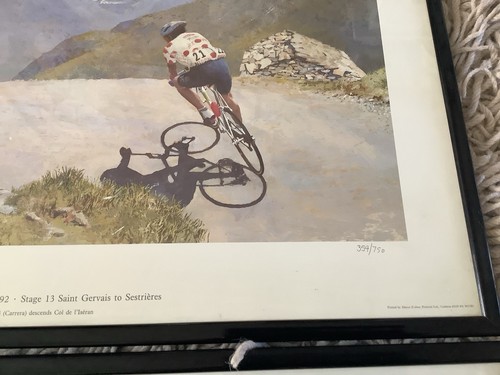 2 Vintage Pat Cleary Tour De France 1989 & 1992 Original Signed Cycling Prints - Bild 12 von 18