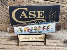 CASE XX LMT. ED. CHRISTMAS KNIFE w HARBOUR  SCRIMSHAW - SNOOPY & FRIENDS SKATING