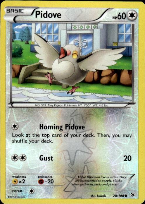 Pokemon Reverse Holo Pidove XY - Roaring Skies 78/108 LP