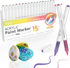 18 Colors Acrylic Paint Markers Brush Tip, Water-Based Paint Pens with Automatic