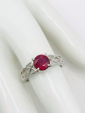 925 Sterling Silver Natural Ruby Ring Sz 7.75