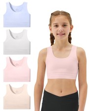 Seamless Training Bras for Girls 8-10  Longline Crop Sports Bras, No Pads
