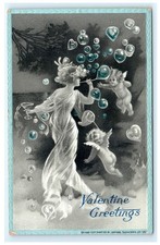 Valentine Greetings Raphael Tuck & Sons Cherbus Blowing Bubbles Early Postcard