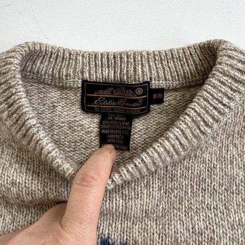 Vintage Eddie Bauer Floral Cottagecore Wool Sweater -Med, 85% Wool - Picture 3 of 10