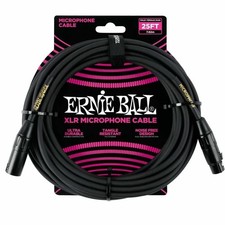 Ernie Ball 25FT Classic XLR Microphone Cable Male/Female, Color Black