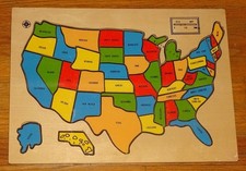 Vintage 1987 CHADWICK-MILLER UNITED STATES MAP WOODEN JIGSAW PUZZLE New Sealed