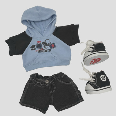 Build a Bear Extreme Sports Hoodie Black Jeans Shoes Skater Boy Teddy Outfit Set