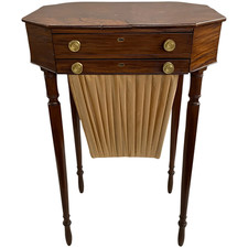 18th/19th c Octagonal Mahogany Work Table Attributed to Nehemiah Adams, Salem MA