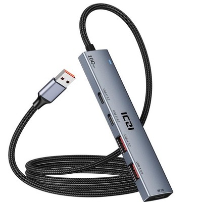 USB 3.2 Hub 4 Port 10Gbps Gen 2 ICZI 120cm Kabel Mac mini iMac Laptop Adapter