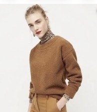 J.Crew Brown Teddy Fleece Sherpa Sweatshirt Size XS Cozy Pullover Camping Cute