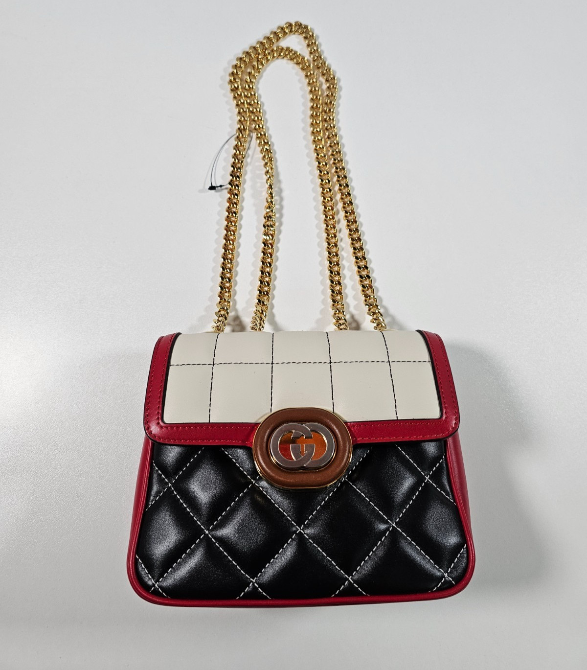 GUCCI DECO MINI SHOULDER BAG QUILTED MATELASSÉ LEATHER GOLD CHAIN INTERLOCKING G image 6