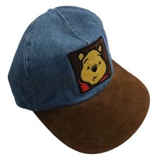 Vintage Winnie The Pooh Disney Denim Leather Hat Cap OSFA