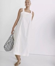 Madewell Linen-Cotton Princess-Seamed Midi Dress In Ivory Medium