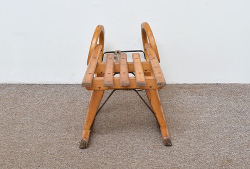 Vintage old wooden sleigh wooden sledge snow curly front - FREE DELIVERY - Picture 6 of 7