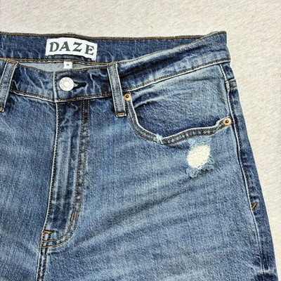 Daze Jeans Womens Size 30 Blue medium Wash Cotton Stretch High Rise Straight Fit