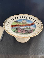 Vintage! Circa 1960s Cooperstown Baseball HOF Trinket Plate On Pedestal