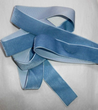 Med. Blue VELVET ribbon 1" wide Vintage look 3 YARD LOT