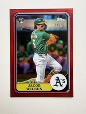 Topps 2025 Archives Boardwalk Jacob Wilson Athletics Red Foilboard RC /25