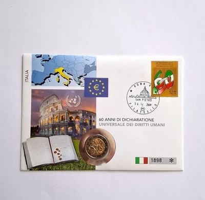 2 Euro Numisbrief Italien 2008 "60 JAHRE MENSCHENRECHTE" - Bild 1 von 3