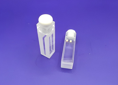 2pcs Micro Fluorescence Quartz Cell Cuvette 10mm 1cm Path 1.4mL 4mm PTFE Stopper