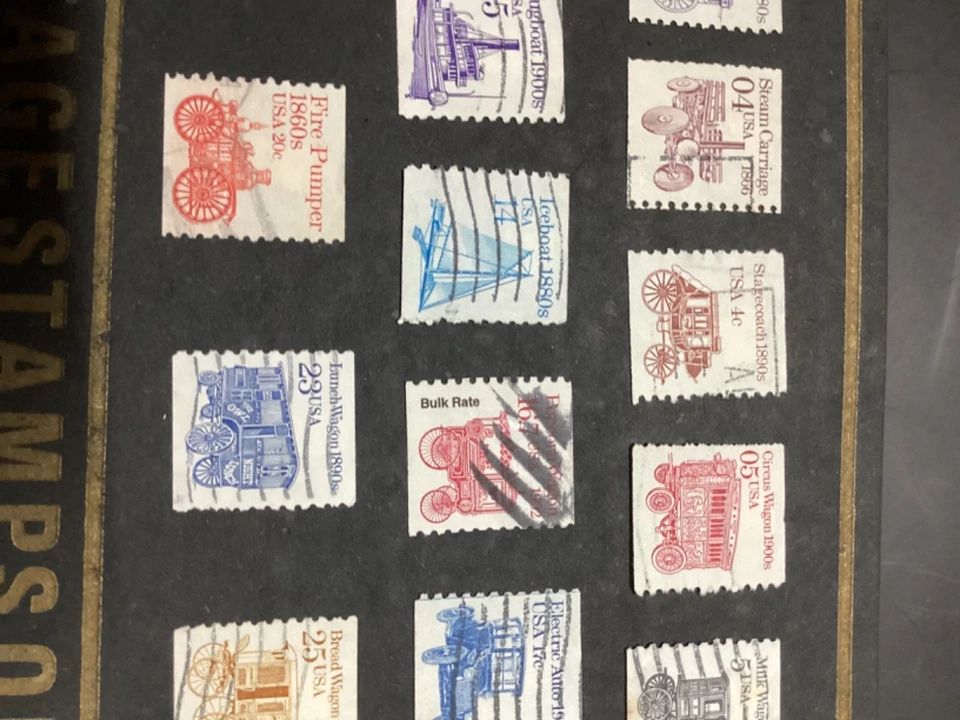 Vntg Different Types Wagons & Boats Stamps Lot ,USA - Image 3 of 4