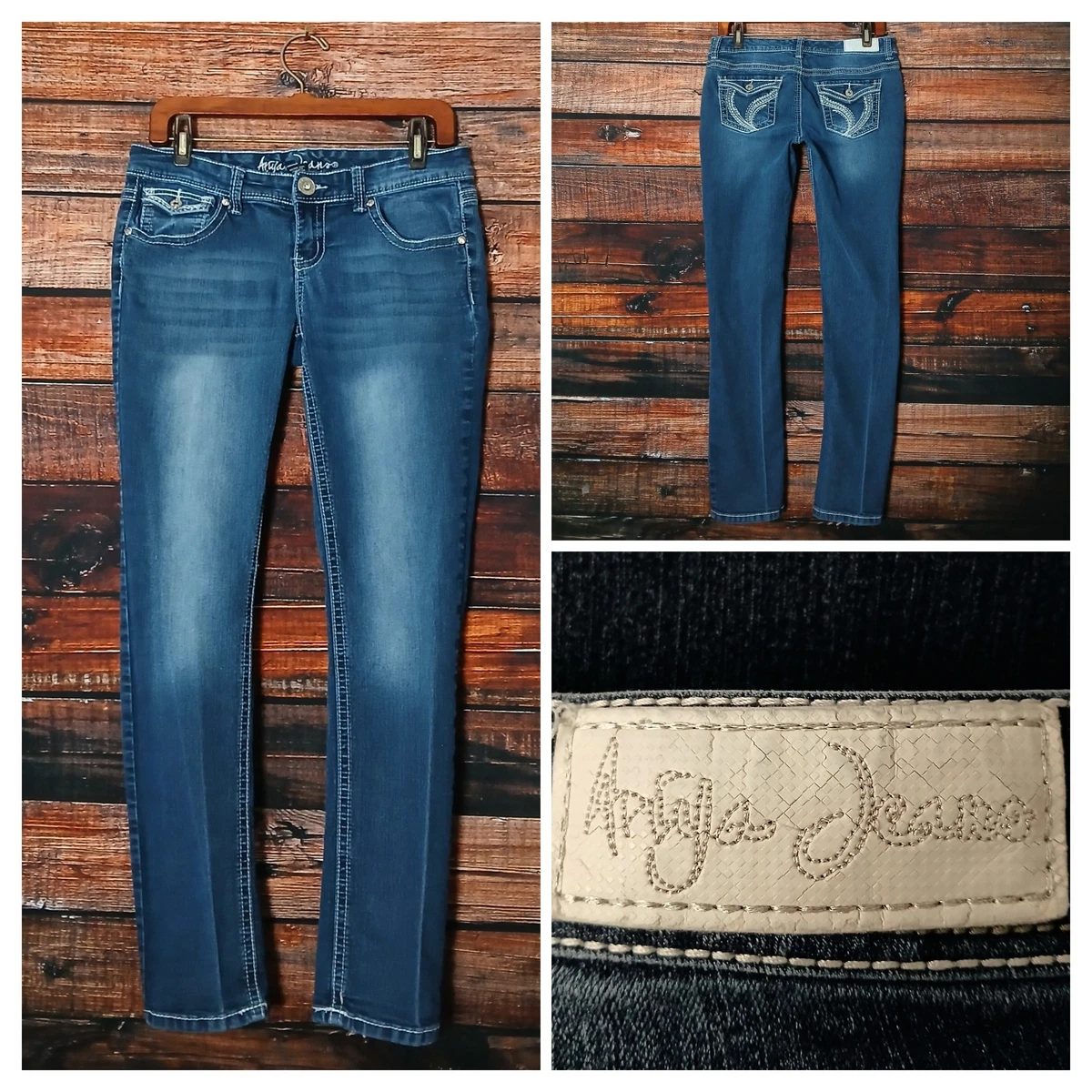 Jeans Ariya Femme Skinny Déchirés - Taille 9/10, Basse Taille, Stretch, Délavé Clair, Occasion Très Bon état