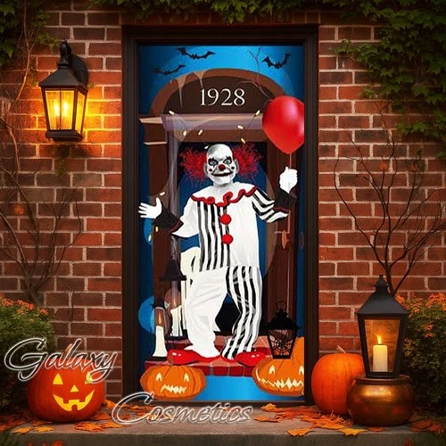 Halloween Door Cover Circus Clown Party Entrance Scary Party Scream Decor Drape