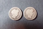 A Lot of two silver Barber dimes dated 1908D 1914D  Good+ Cond set RGR 507