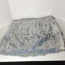 Silver Geometric Print Sequin Fringe Belly Dance Hip Skirt