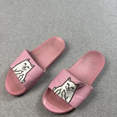 RIPNDIP Lord Nermal Slide Shoes Mens 8 Pink Cat Graphic Sandals Comfort Novelty