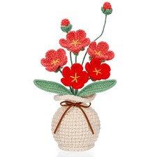 Crochet Flower Bouquet with Vase Forget-me-not Flower Gift Women