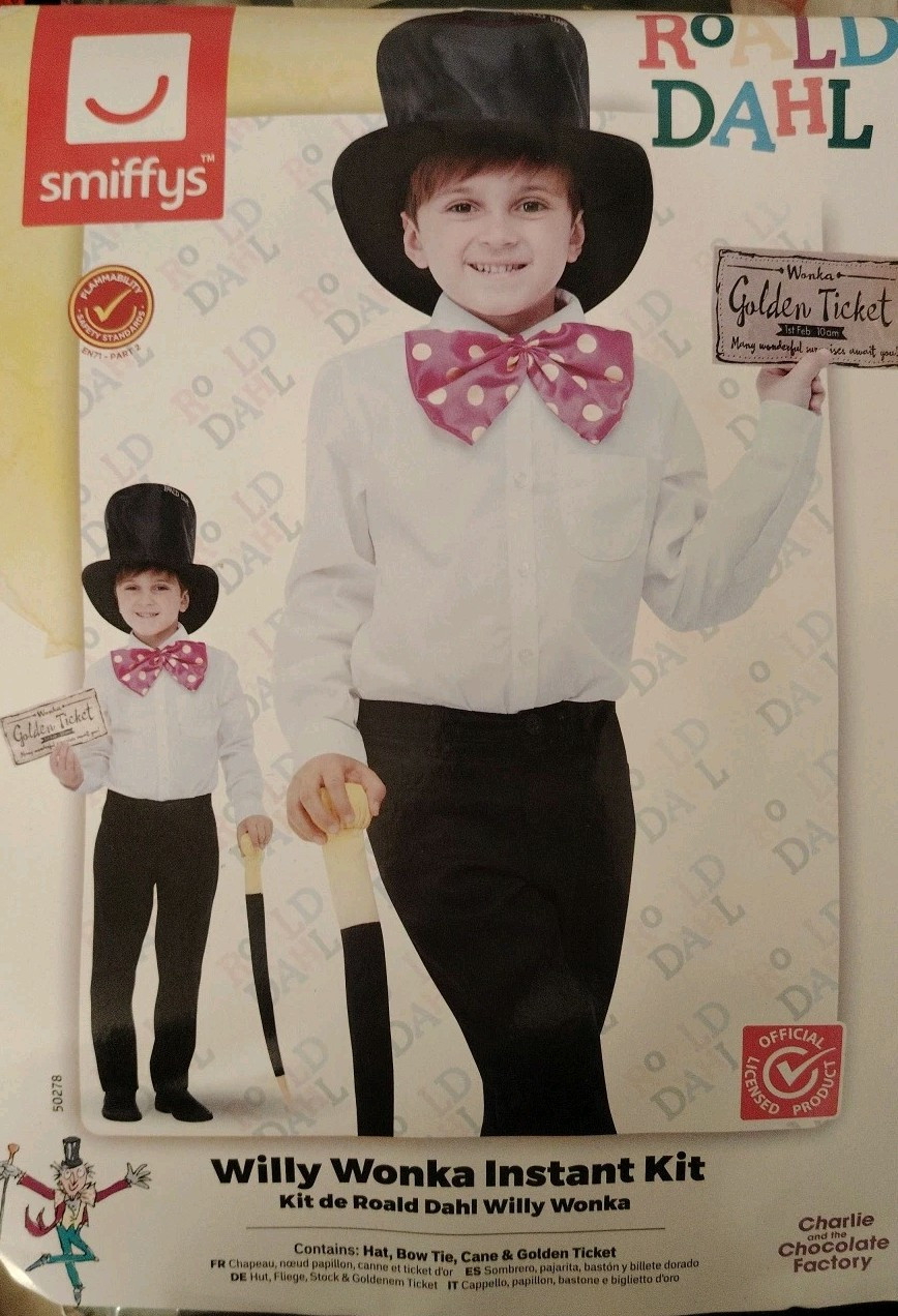 Boys Childrens Willy Wonka Kit Fancy Dress Book Day Costume Roald Dahl One Size