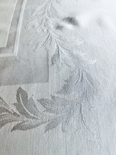 Vintage damask tablecloth scrolls and flourishes lovely pattern 48" by 64"