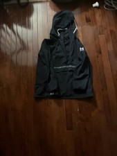 Under Armour Run Anywhere Jacket Mens Sz M Black Anorak Hooded Lightweight Fitte