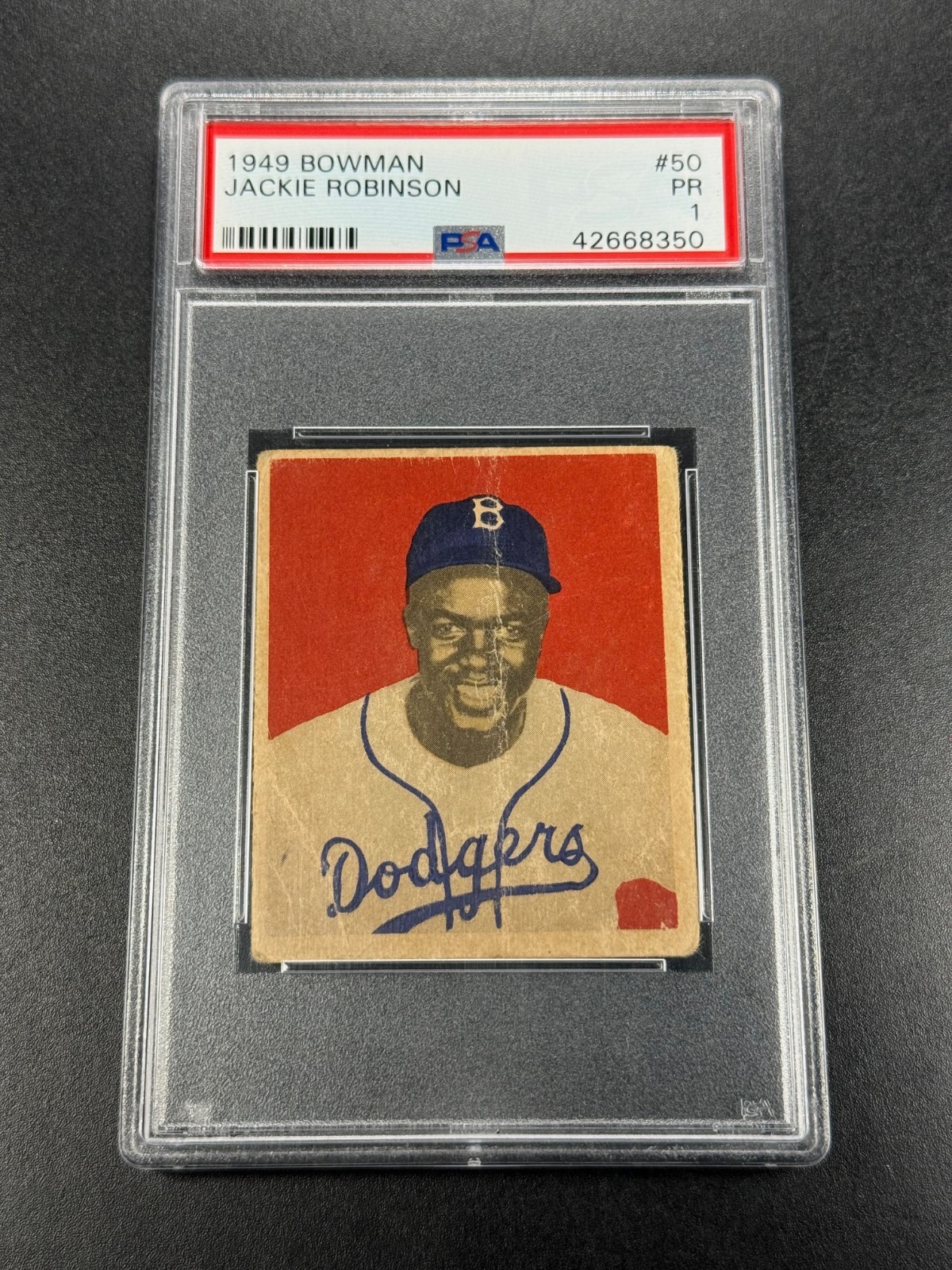 JACKIE ROBINSON 1949 BOWMAN BASEBALL #50 VINTAGE CARD PSA 1 BROOKLYN DODGERS HOF
