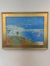 Oil Painting by Couthures, Titled "Mikonos ou le Paradis Bleu" 